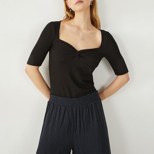 hush Black Sarah Ribbed Top