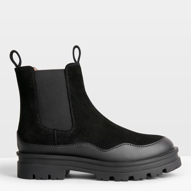 hush Black Fleet Suede Leather Boots