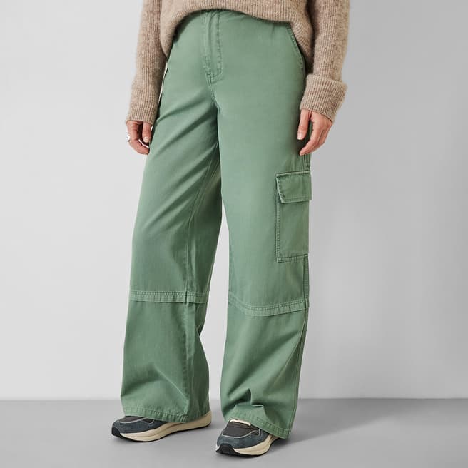 hush Green Tulsy Cotton Cargo Trousers