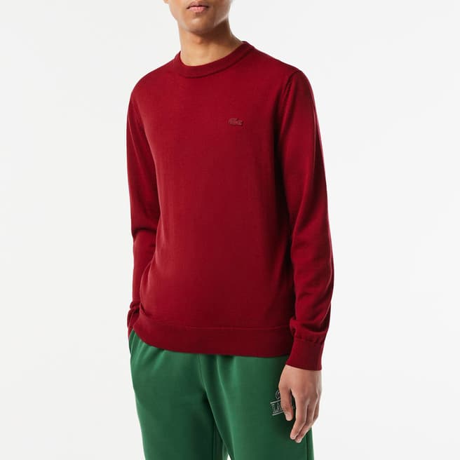 Lacoste Red Crew Neck Knitted Jumper