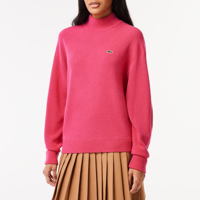 Lacoste Pink Turtle Neck Wool Jumper