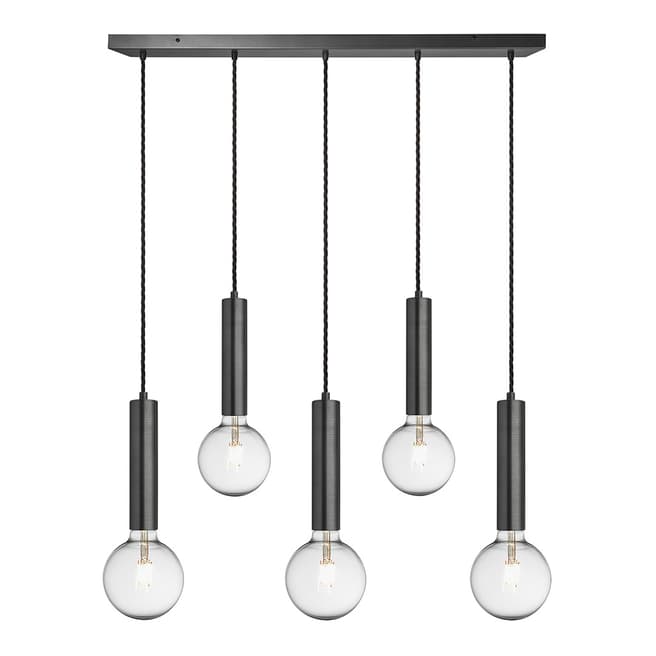 Industville Sleek Cylinder 5 Wire Cluster Lights - Pewter