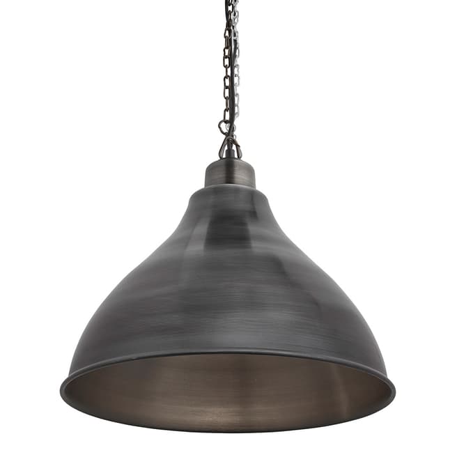 Industville Brooklyn Cone Pendant - 12 Inch - Pewter - Pewter Chain Holder