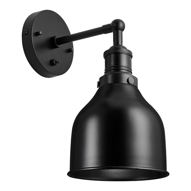 Industville Brooklyn Cone Wall Light - 7 Inch - Black -Black Holder