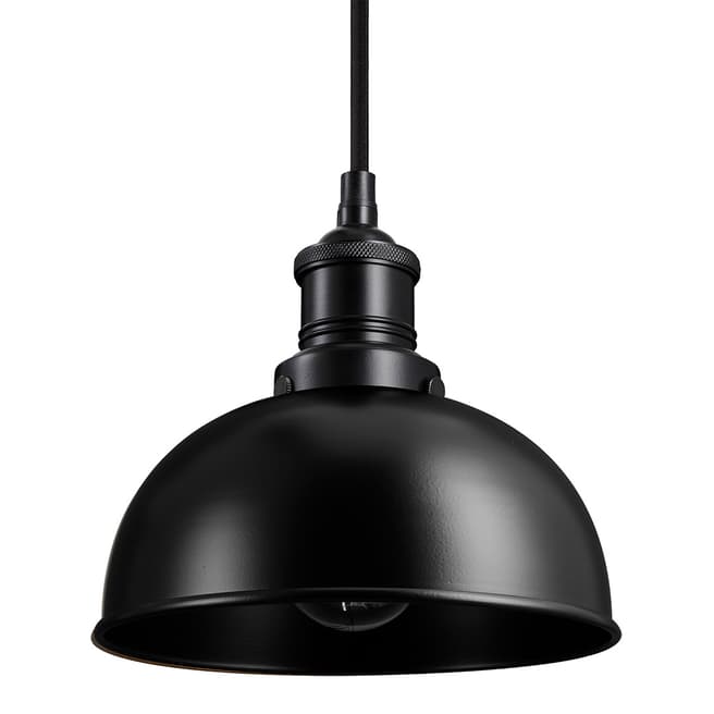 Industville Brooklyn Dome Pendant - 8 Inch - Black - Black Holder