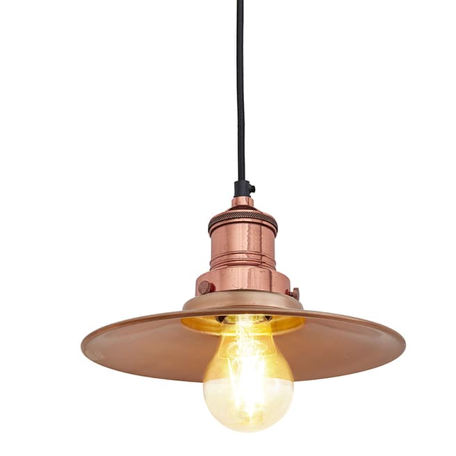 Industville Brooklyn Flat Pendant - 8 Inch - Copper - Copper Holder