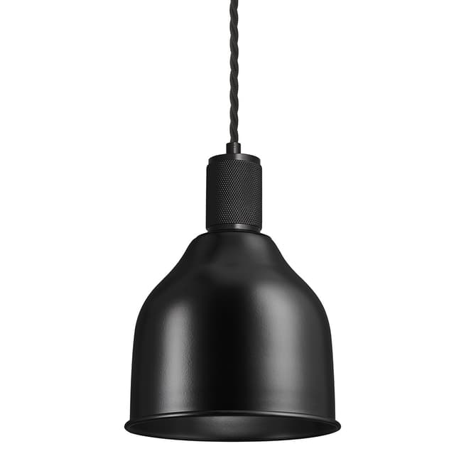 Industville Knurled Cone Pendant Light - 7 Inch - Black - Black Holder