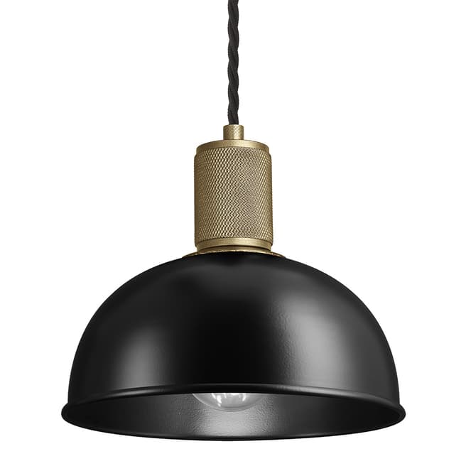 Industville Knurled Dome Pendant Light - 8 Inch - Black - Brass Holder