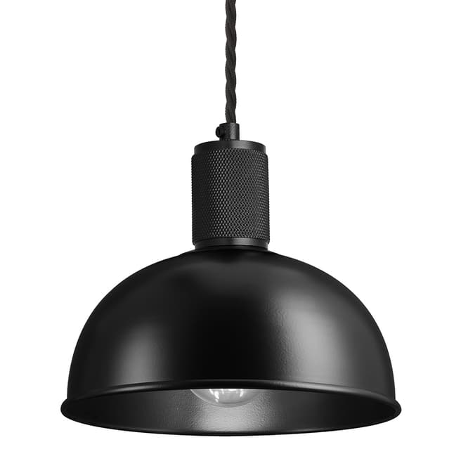 Industville Knurled Dome Pendant Light - 8 Inch - Black -Black Holder