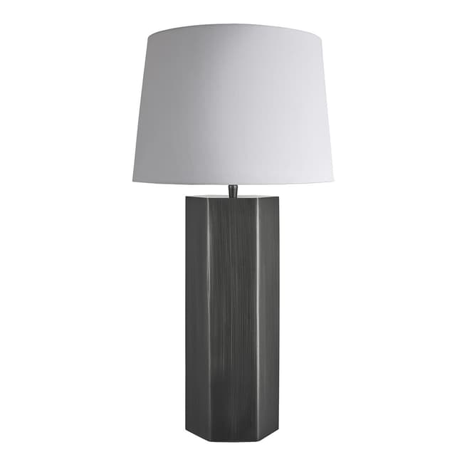 Industville Pillar Geometric Hex Table Lamp - Pewter - White Large Empire Shade