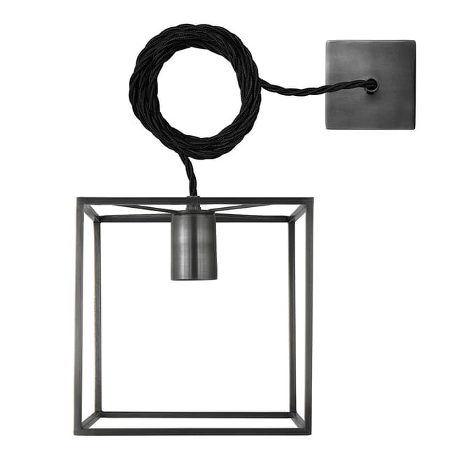 Industville Sleek Cube Pendant Light - 8 Inch - Pewter