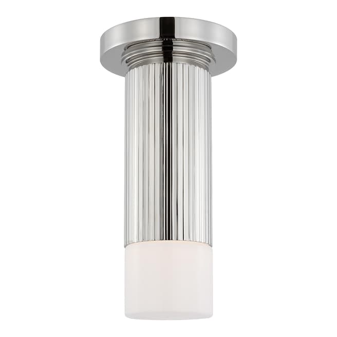 Thomas O'Brien for Visual Comfort & Co. Ace Mini Monopoint Flush Mount in Polished Nickel with White Glass