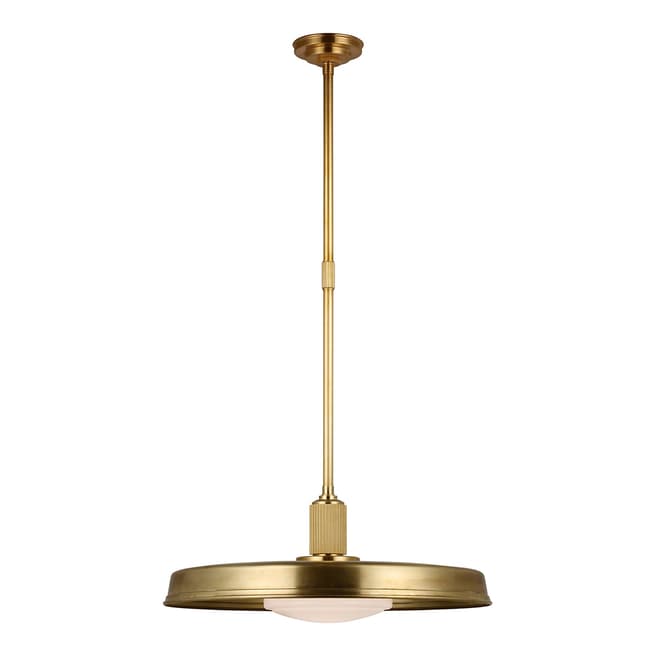 Chapman & Myers for Visual Comfort & Co. Ruhlmann 24" Factory Pendant in Antique-Burnished Brass with White Glass