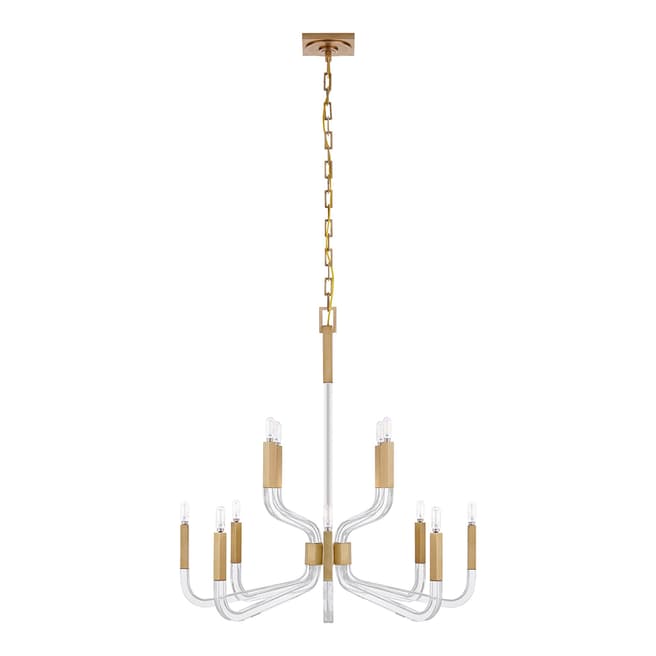 Chapman & Myers for Visual Comfort & Co. Reagan Medium Two Tier Chandelier in Antique-Burnished Brass and Crystal