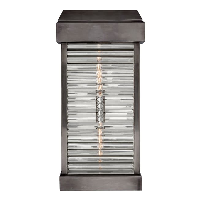 Chapman & Myers for Visual Comfort & Co. Dunmore Large Curved Glass Louver Sconce in Bronze with Clear Glass