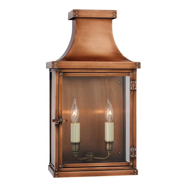 Chapman & Myers for Visual Comfort & Co. Bedford Wide Short 3/4 Lantern in Natural Copper