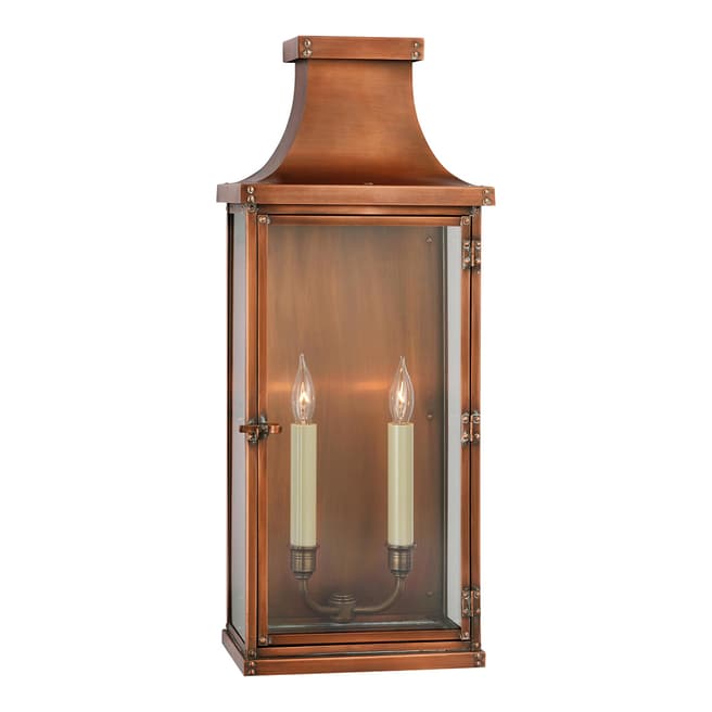 Chapman & Myers for Visual Comfort & Co. Bedford Wide Tall 3/4 Lantern in Natural Copper