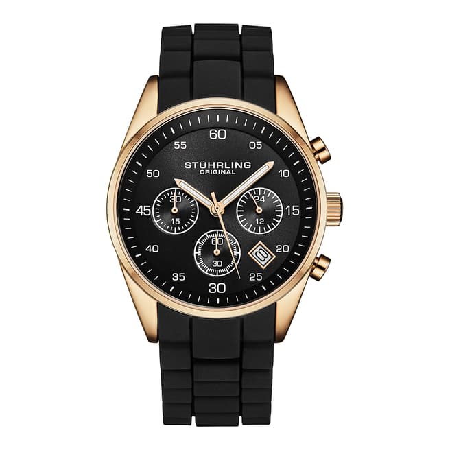 Stuhrling Men′s Black Chrono Quartz 52mm