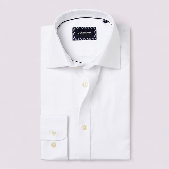 Duchamp White Royal Herringbone Cotton Shirt