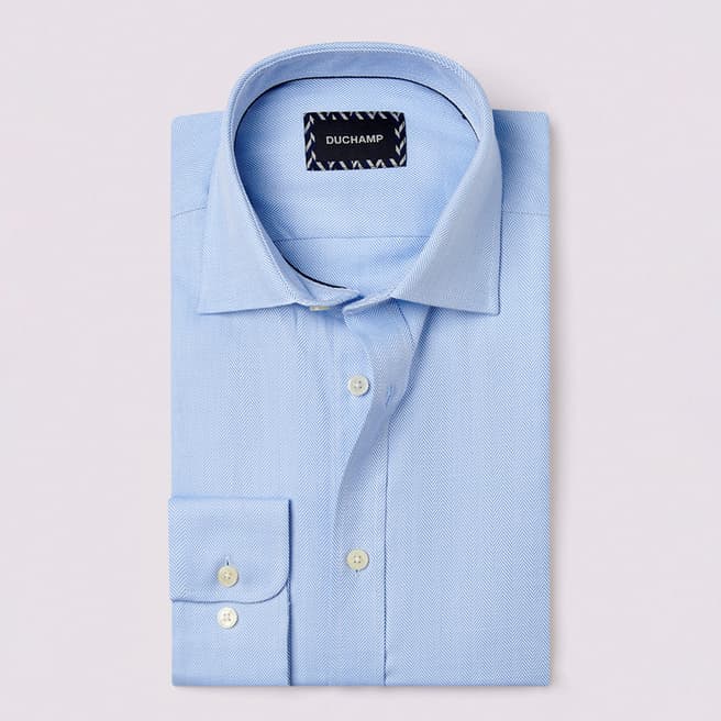 Duchamp Blue Royal Herringbone Cotton Shirt