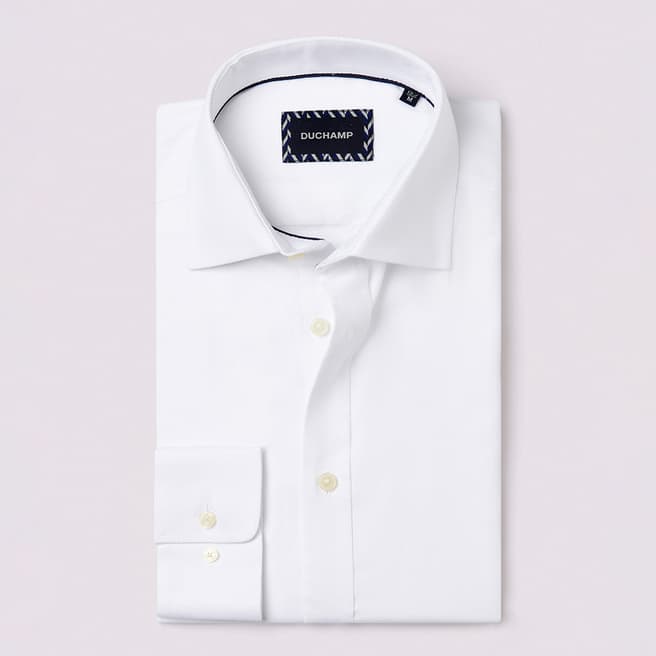 Duchamp White Square Dobby Cotton Shirt