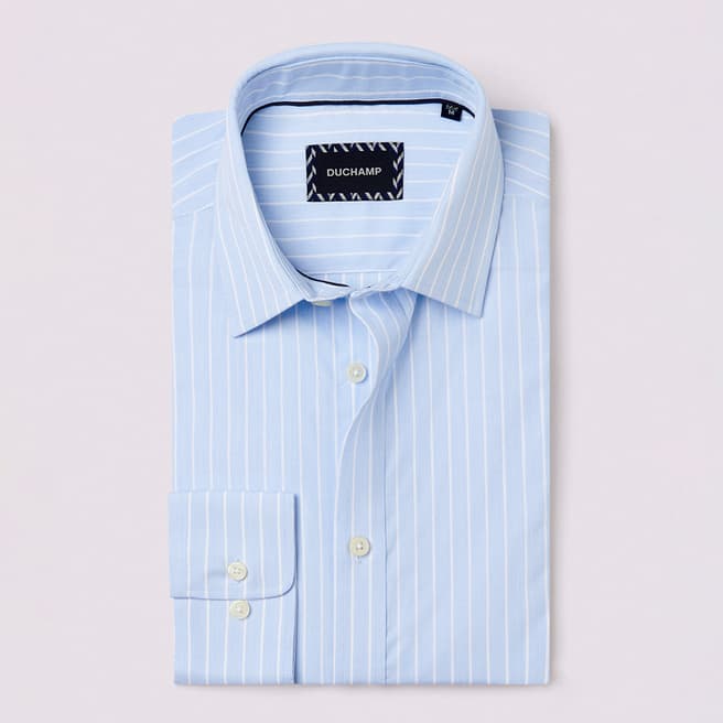 Duchamp Light Blue Wide Stripe Cotton Shirt