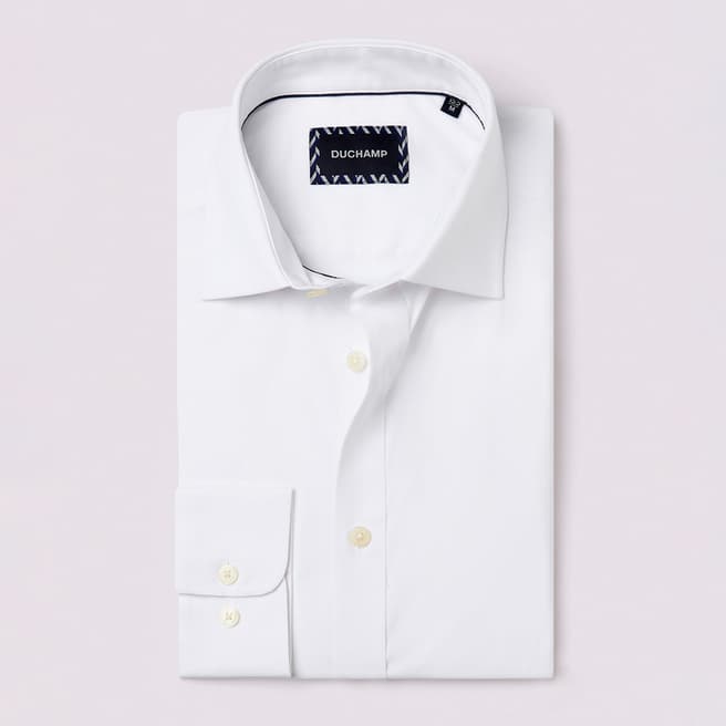 Duchamp White Poplin Stretch Cotton Blend Shirt