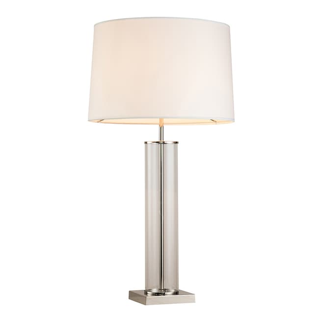 LIANG & EIMIL Norman Table Lamp, Clear Glass/Nickel/White Shade