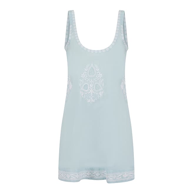 Pranella Sky Blue-White Aloha Slip Dress