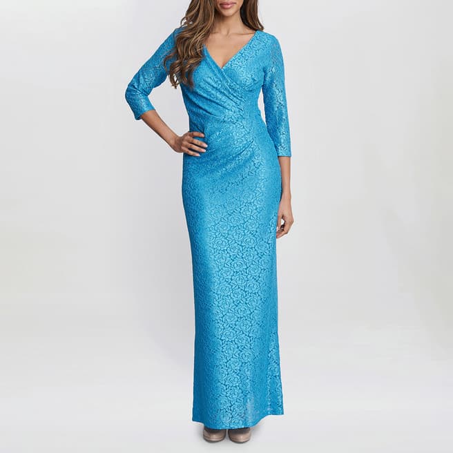 Gina Bacconi Blue Fearne Lace Wrap Maxi Dress