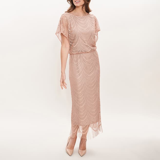 Gina Bacconi Nude Arleen Long Blouson Dress