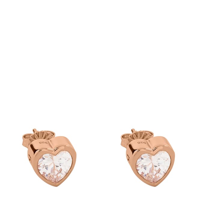 Radley 18ct Rose Gold Plated Sterling Silver Clear Stone Heart Stud Earrings