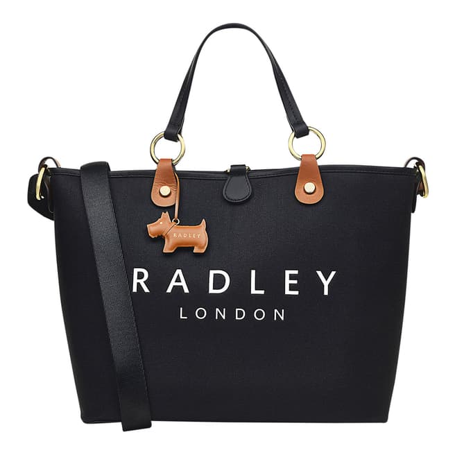 Radley Black Addison Gardens Resp Medium Open Top Grab Bag