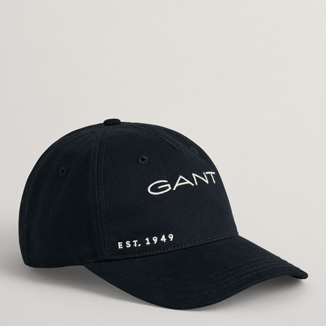 Gant Black Graphic Cotton Curved Twill Cap