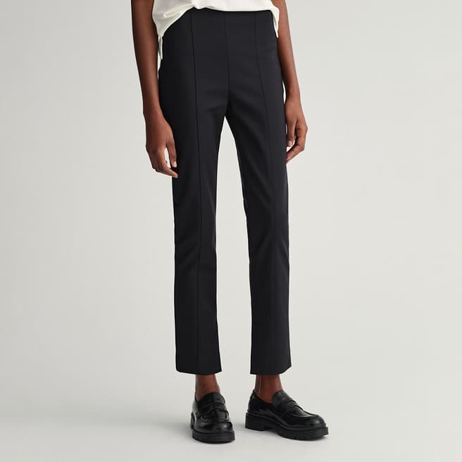 Gant Cream Cropped Pintuck Slim Fit Trousers