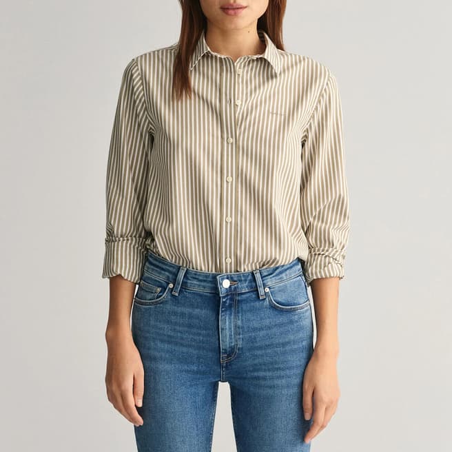 Gant Beige Stripe Poplin Cotton Shirt