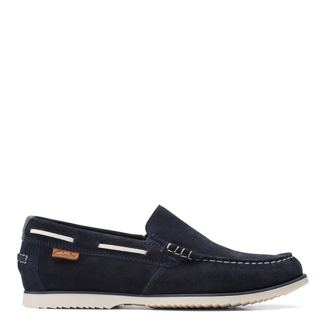 Clarks Men's Navy Noonan Step Suede Boat Shoes