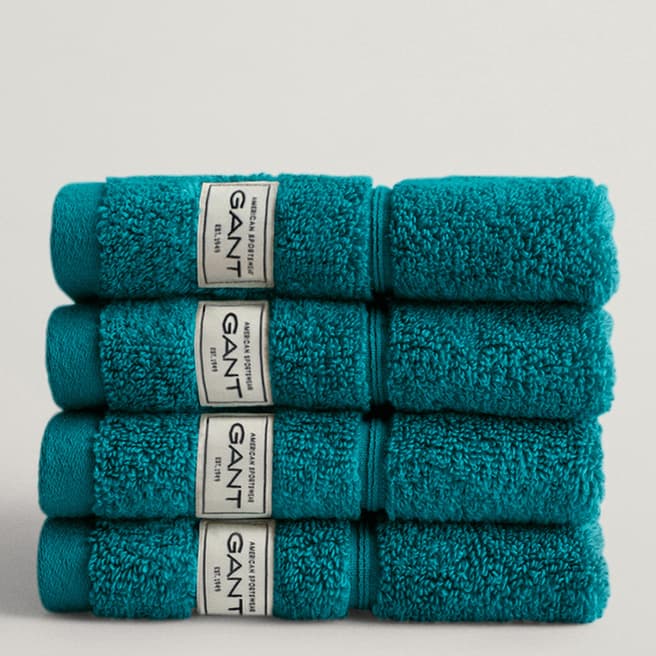 Gant Turquoise 4 Pack Face Towels