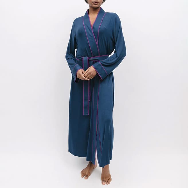 Fable & Eve Blue Southbank Liva Modal Jersey Dressing Gown