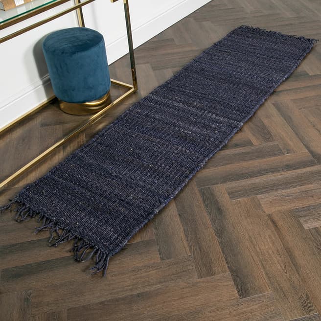 Native Home & Lifestyle Chunky Navy Jute Runner Rug 60x230cm