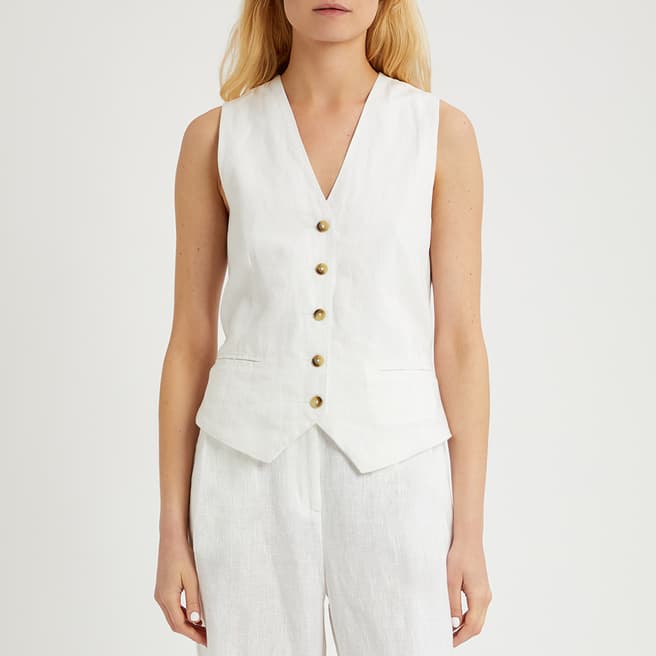 N°· Eleven White Linen Waistcoat