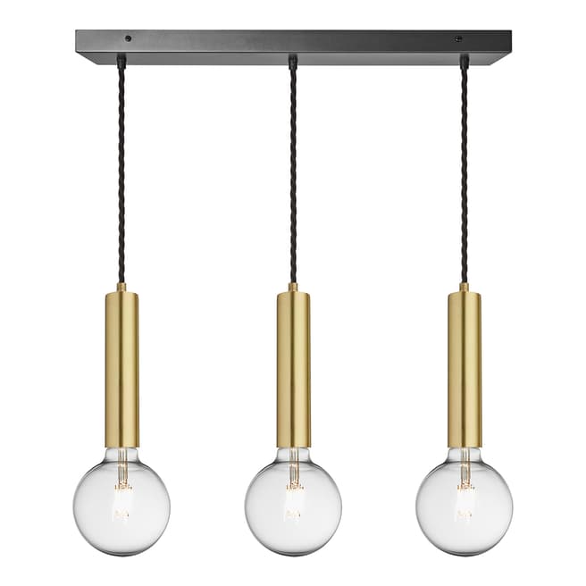 Industville Sleek Cylinder 3 Wire Cluster Lights - Brass