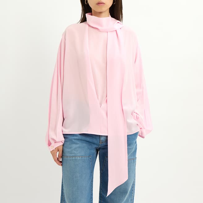 Victoria Beckham Orchid Scarf Neck Silk Blouse