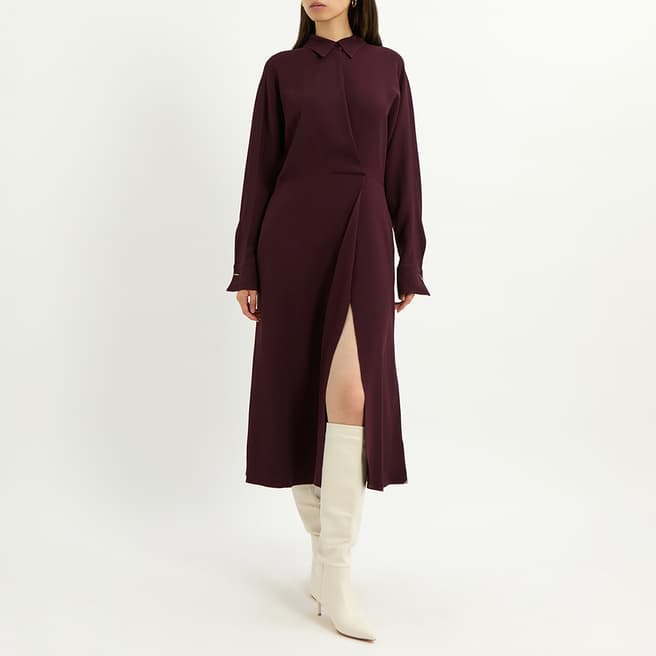 Victoria Beckham Plum Wrap Front Dress