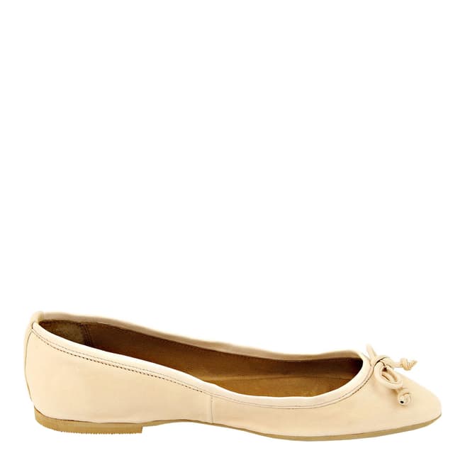 Nude Leather Ballet Pumps - BrandAlley