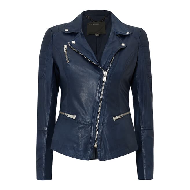 Blue Leather Anyang Fitted Blazer - BrandAlley