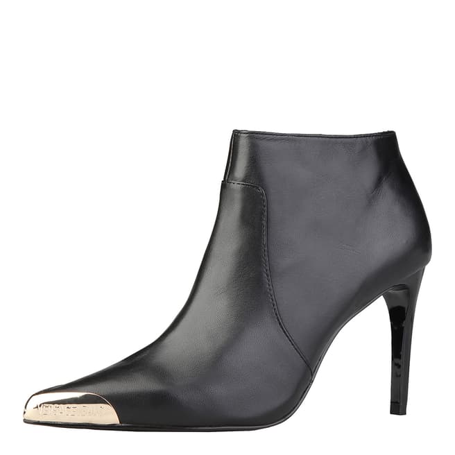 Black Leather Heeled Ankle Boots Heel 9cm - BrandAlley