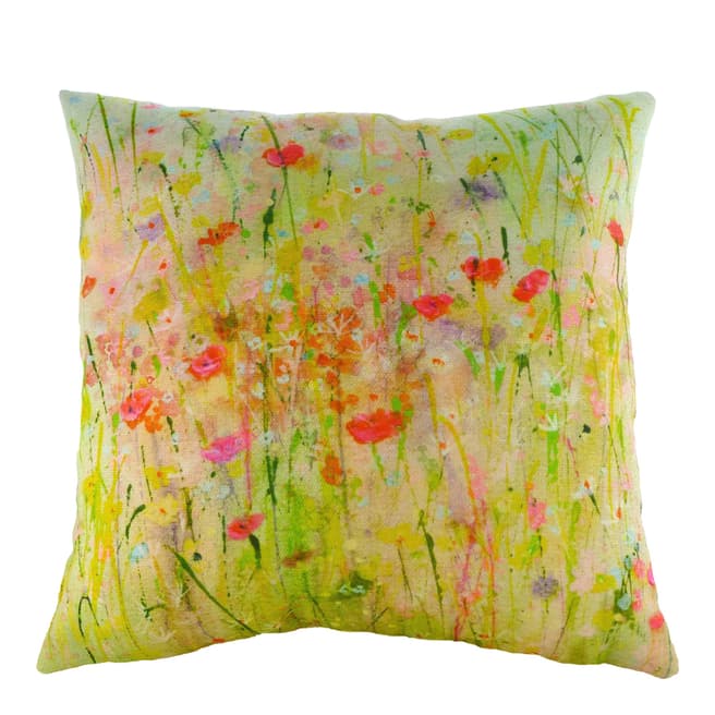 Yellow/Pink Summer Meadow Cushion - BrandAlley