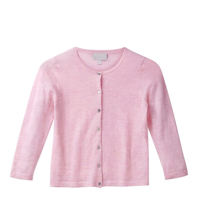 Women's Light Pink Fine Knit Cropped Spring Cashmere Cardigan - BrandAlley