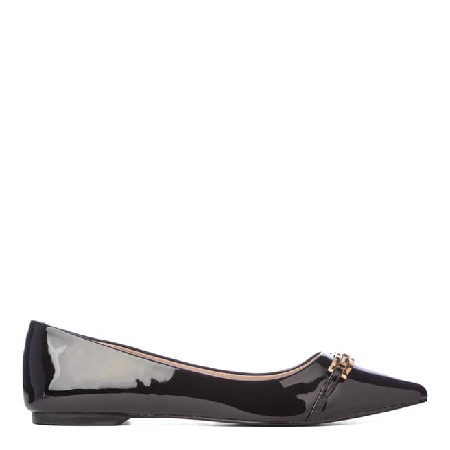 Black Patent Mighty Chain Pointed Toe Pumps - BrandAlley